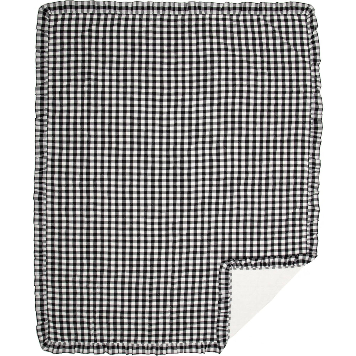 Black Check Ruffled Farmhouse Quilt Coverlet King P345
