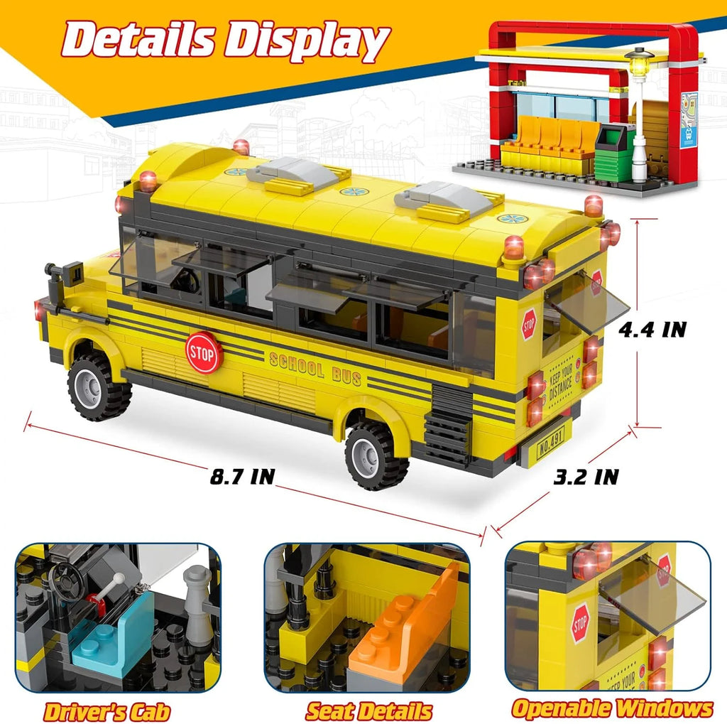 Yellow Bus Building Blocks Toy (488 Pieces) Z608487