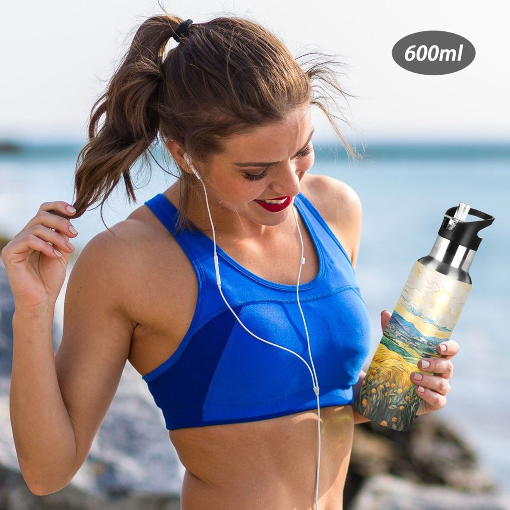 20 oz Insulated Stainless Steel Water Bottle with Straw Lid W821