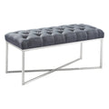 Slate Grey Linen Bench with Brushed Stainless Steel J812