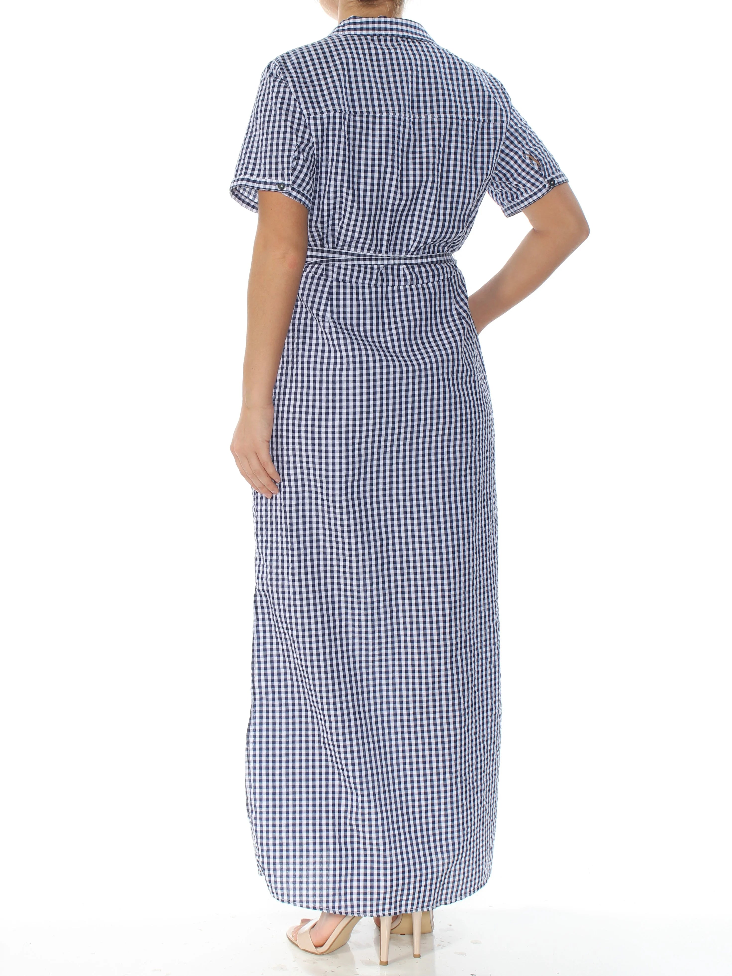 Blue Gingham Shirt Dress N549