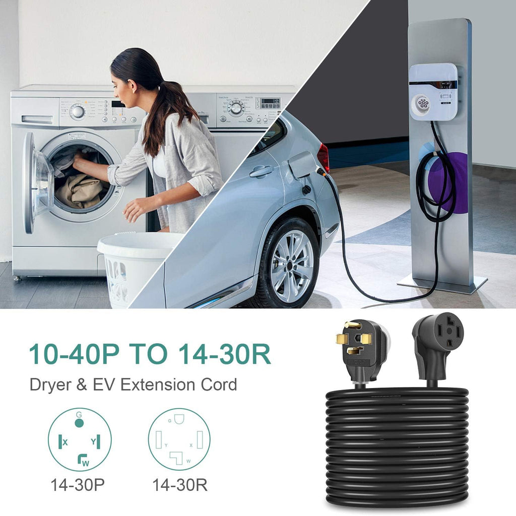 Dryer Extension Cord 4 Prong, 30 Amp, NEMA 14-30P to 14-30R, 125V/250V, 25 Feet G7066