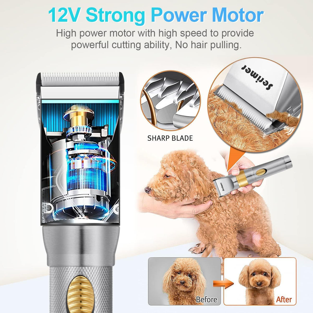 Dog Grooming Kit, 12V Pet Hair Trimmer Set, Pack of 2 H87729
