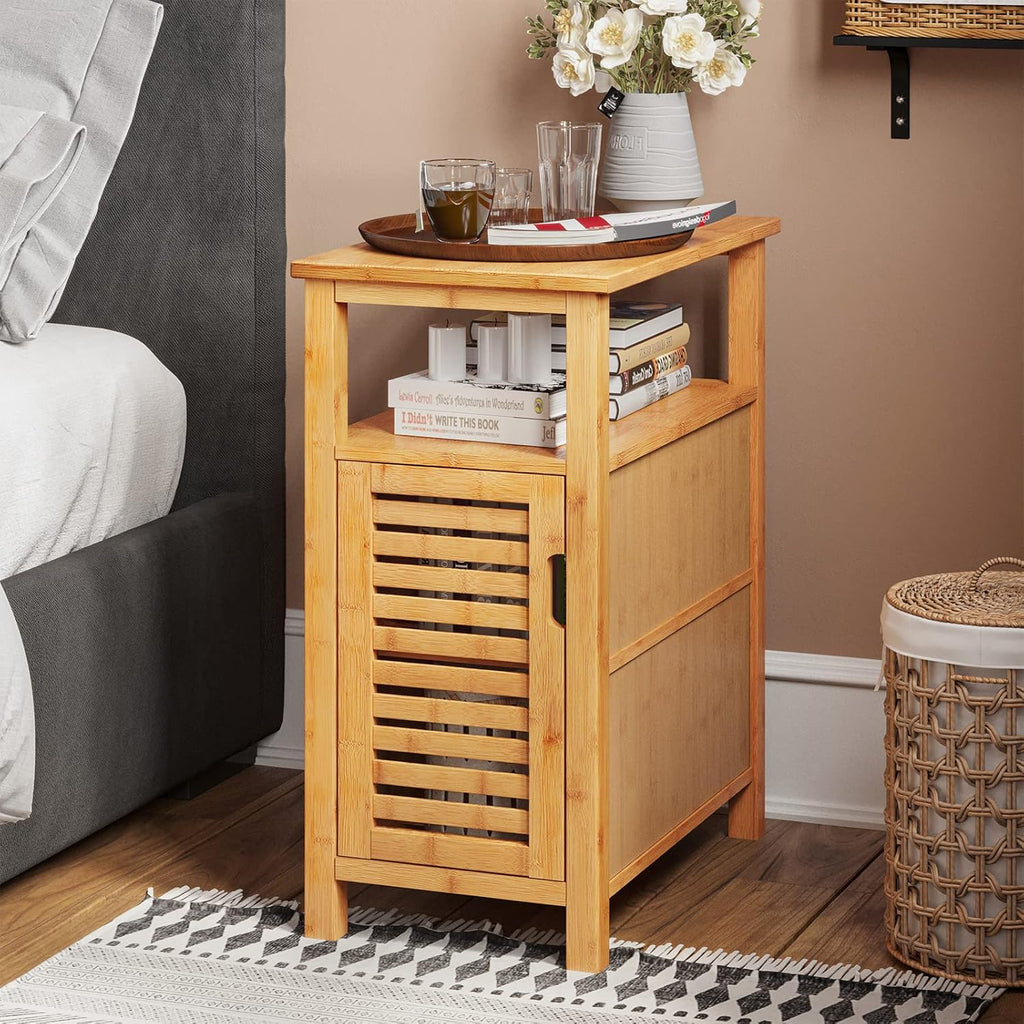 Bamboo 3-Tier Narrow End Table with Storage Shelf X95193