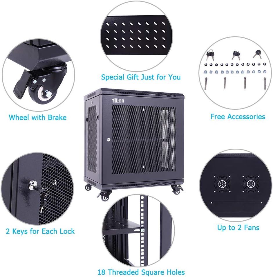 12U 19 Inch Network Enclosure Server Equipment Rack with Cooling Fan G79076