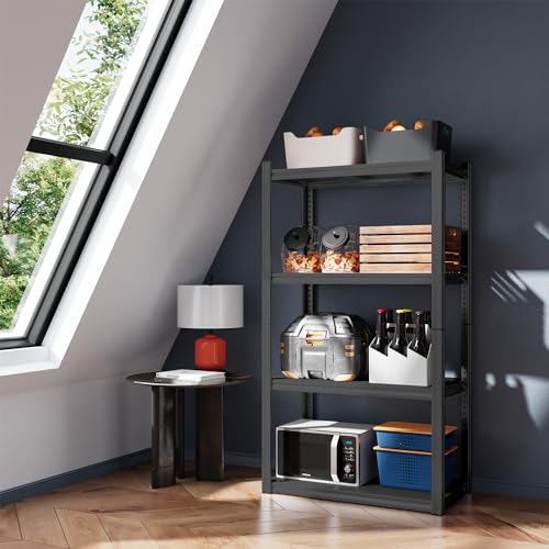 4 Tier Adjustable Metal Storage Shelves 13.7" D x 27.6" W x 57" H F33423