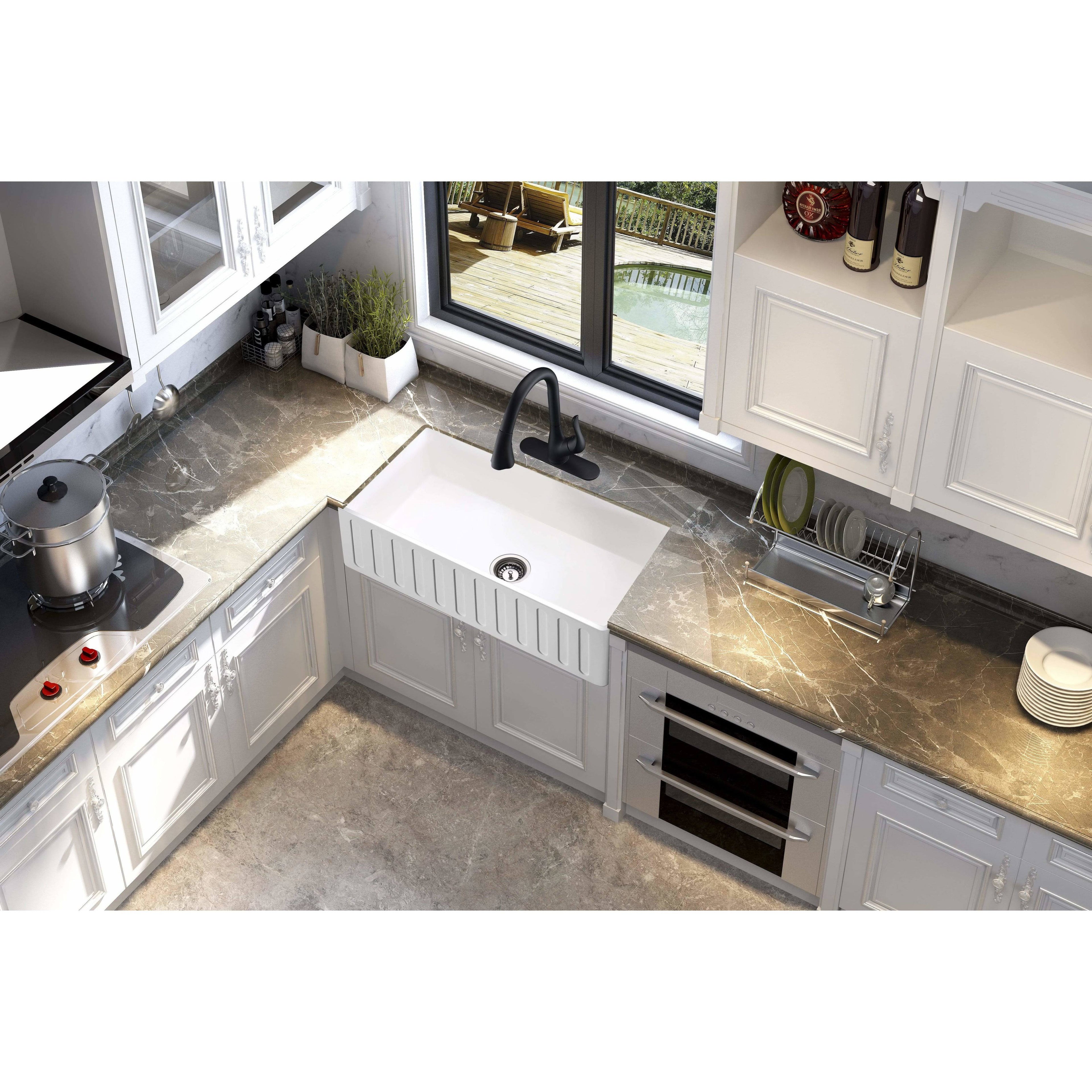 White Single Basin Kitchen Sink Q558701