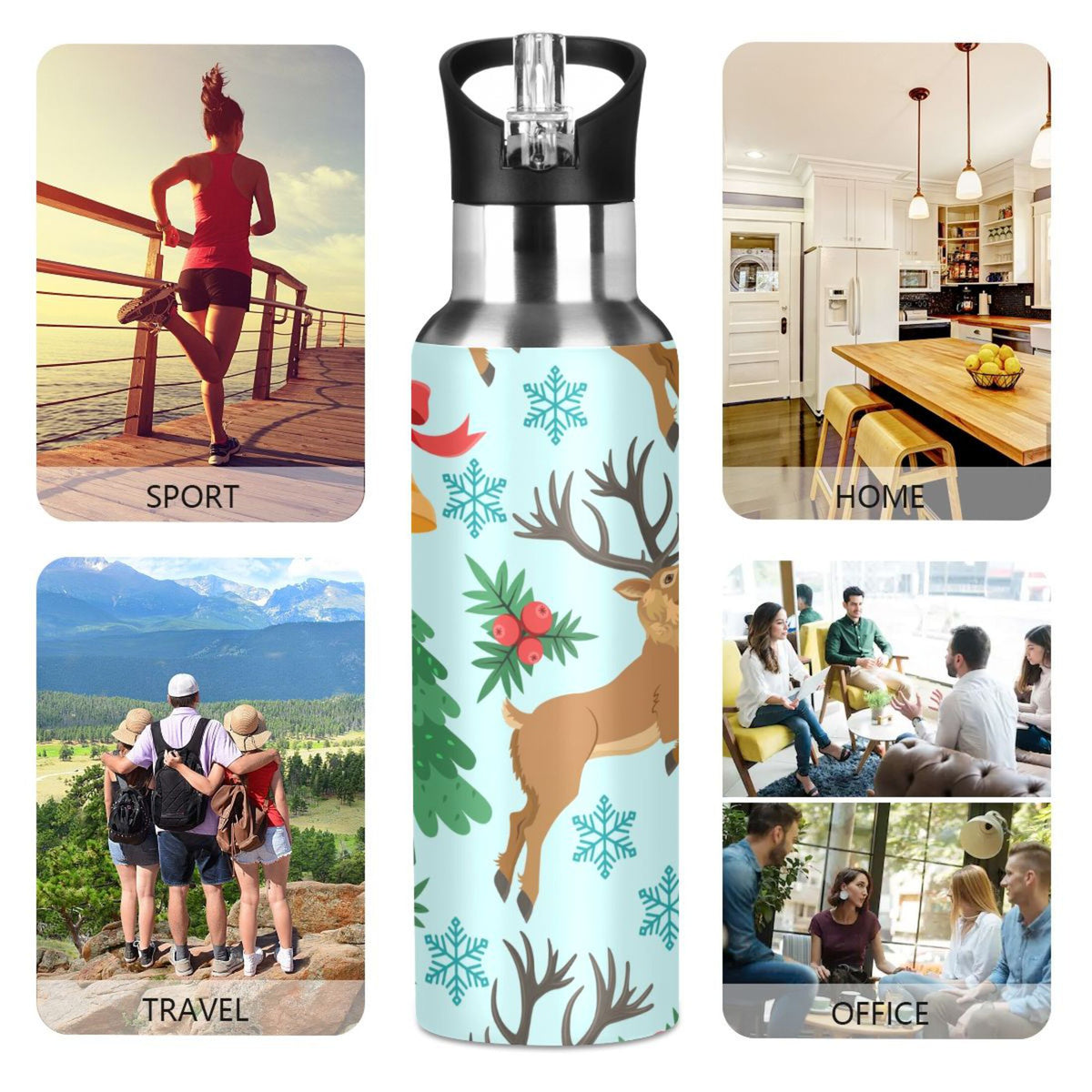 Stainless Steel Insulated Water Bottle with Straw Lid I2899