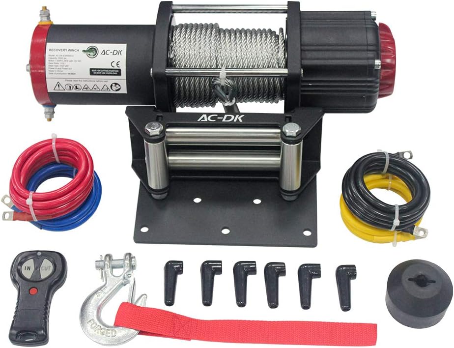 5500 lb. 12V Electric Winch with Galvanized Steel Wire Rope and Wireless Remote Control G7090