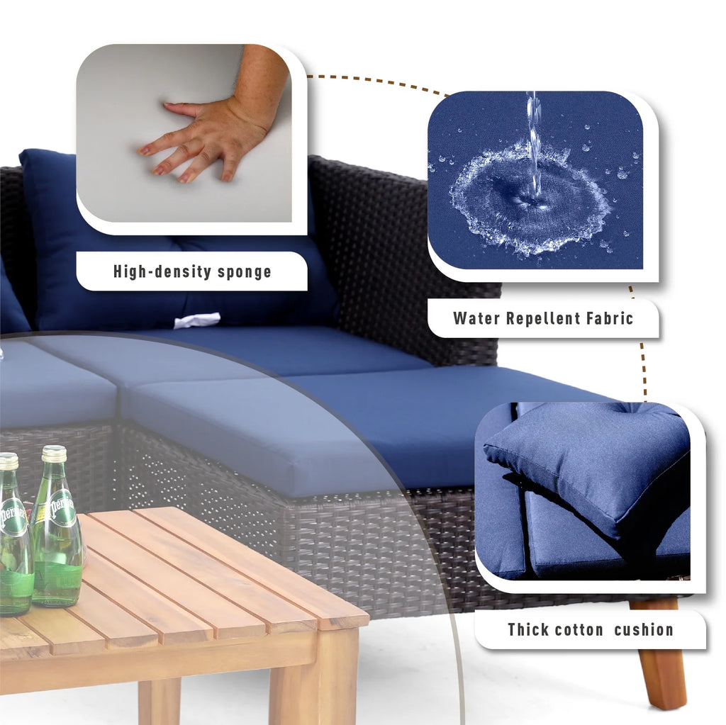 Navy Blue Rattan Patio Sofa Set V96694