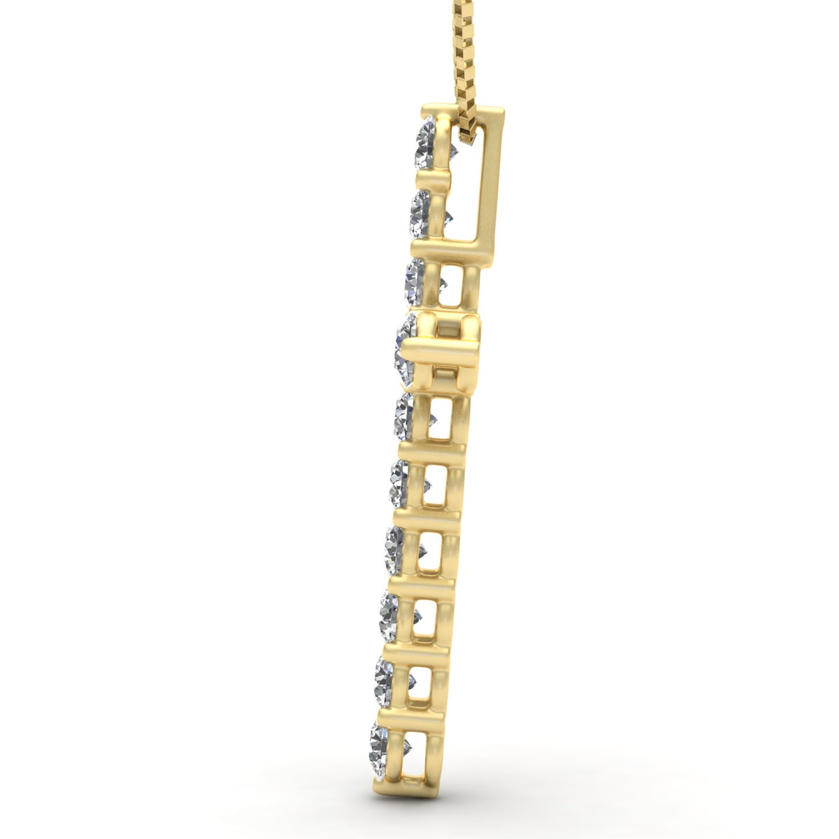 14k Yellow Gold Diamond Cross Pendant Necklace Q260