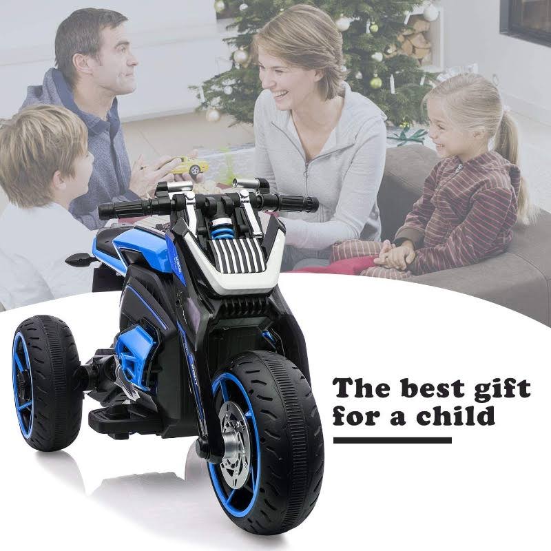 12V Kids Ride on Motorcycle Electric Three-Wheeled Toy Bike Car with MP3 Horns W108