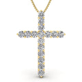 14k Yellow Gold Diamond Cross Pendant Necklace Q260