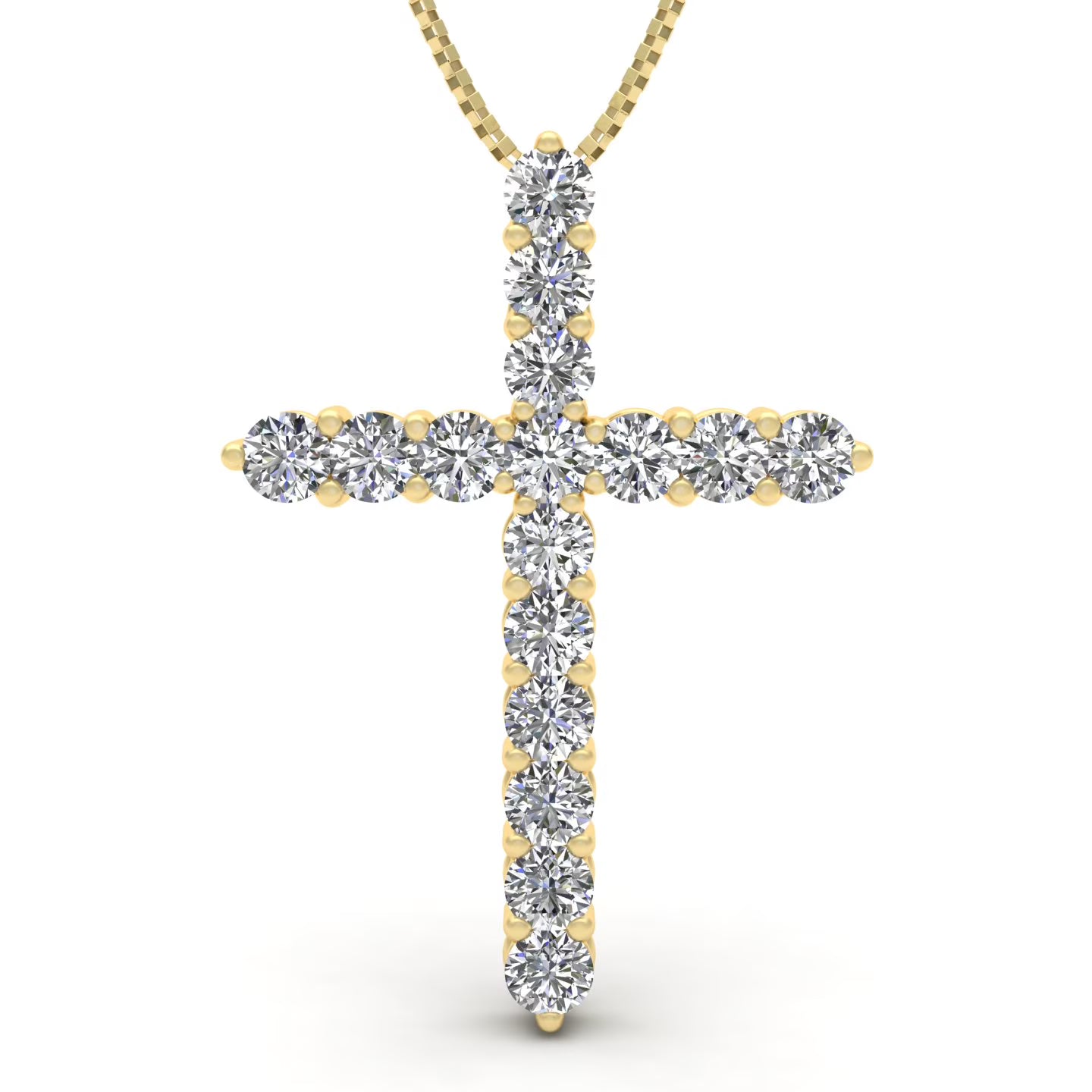 14k Yellow Gold Diamond Cross Pendant Necklace Q260