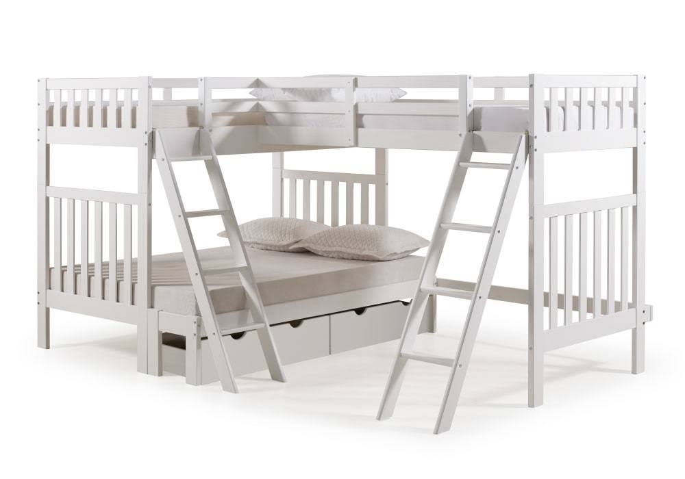 White Twin Bed with Storage Drawers T55132