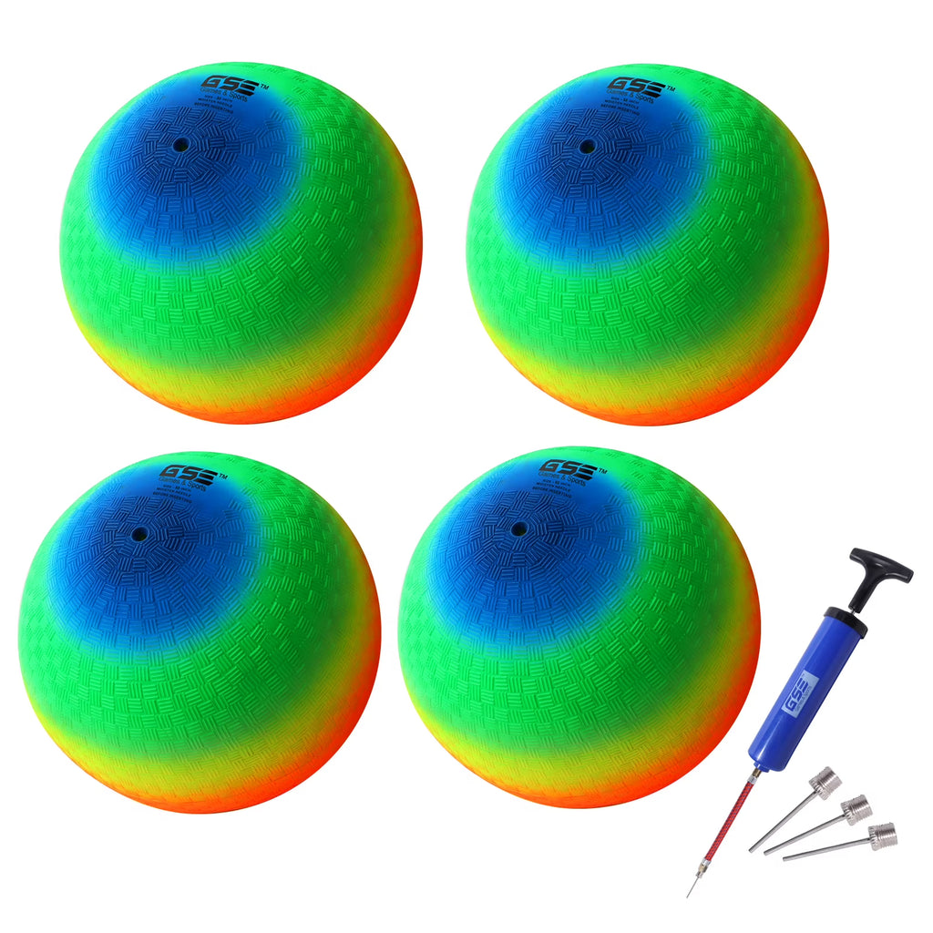 8.5"/10" Inflatable Playground Balls 4 Pack Rainbow Color M701
