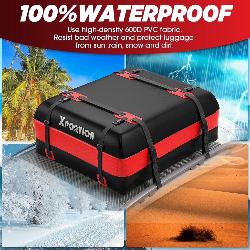 Waterproof Rooftop Cargo Carrier Bag, 15 Cubic Feet, with Non-Slip Mats and Straps H9274