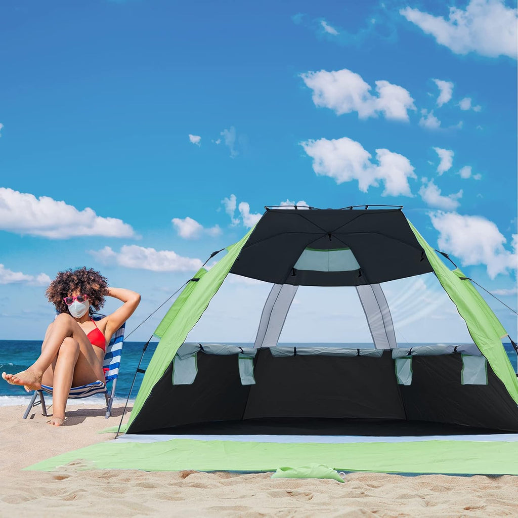 Blue Pop up Beach Tent Sun Shelter 4 Person, Pack of 2 X4657