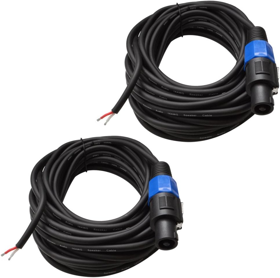 50 Foot Raw Wire to Speakon Speaker Cable, 16 Guage, Pack of 2 A4706