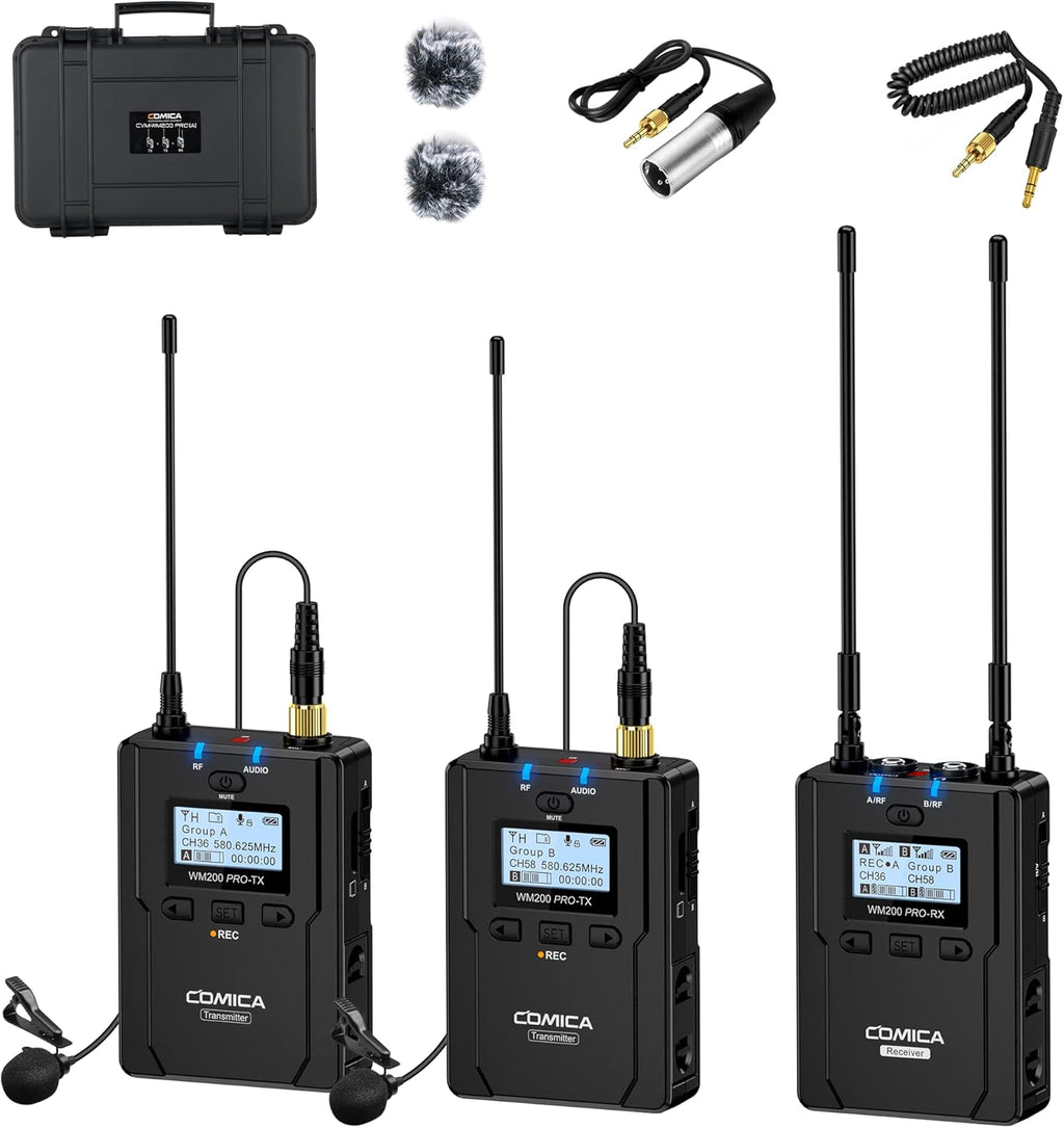 UHF Wireless Lavalier Microphone with Real-time Storage, Dual-Channel F969