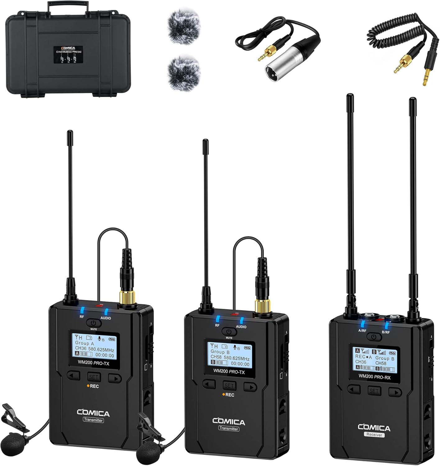UHF Wireless Lavalier Microphone with Real-time Storage, Dual-Channel F969