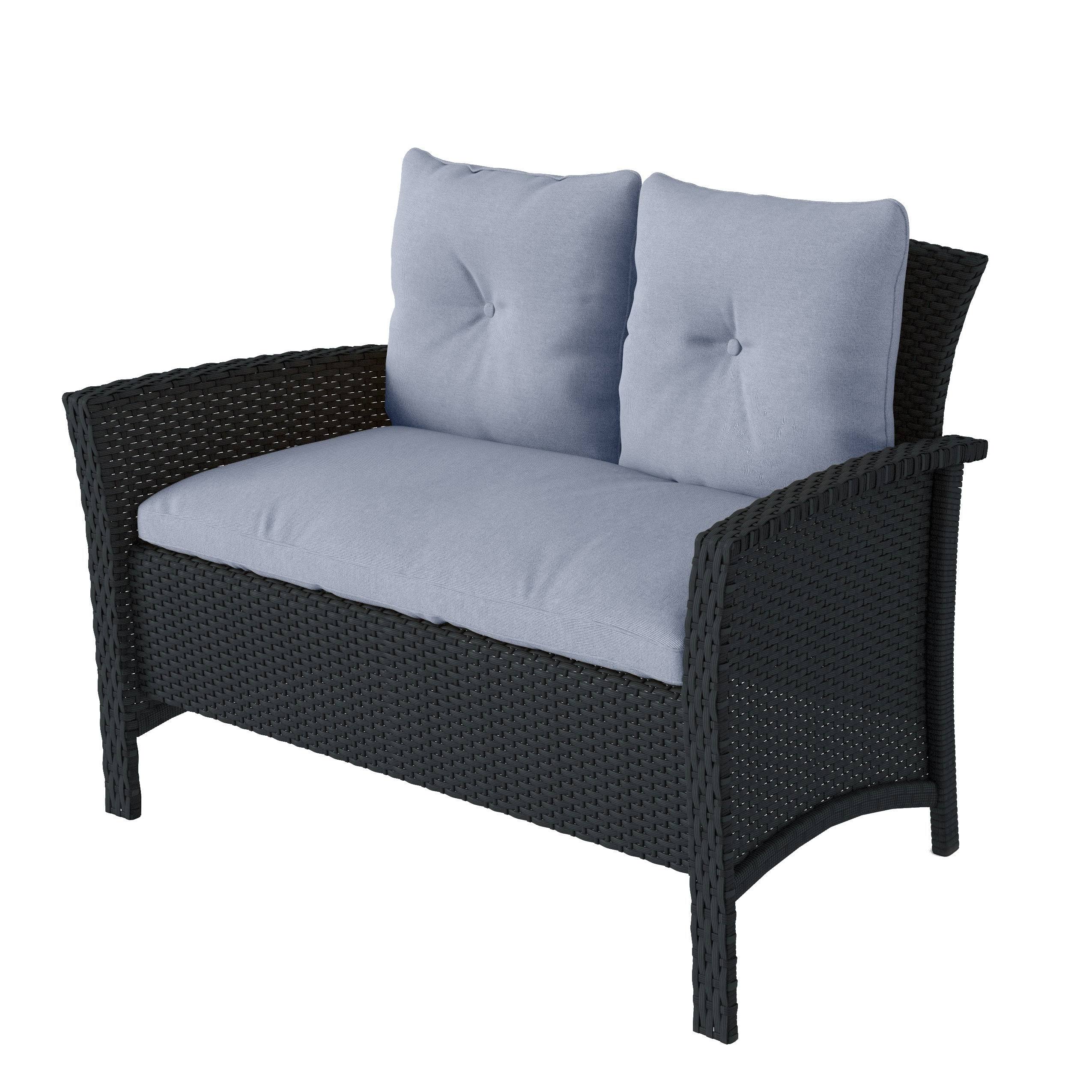 Black Rattan Wicker Patio 4pc Set W33342