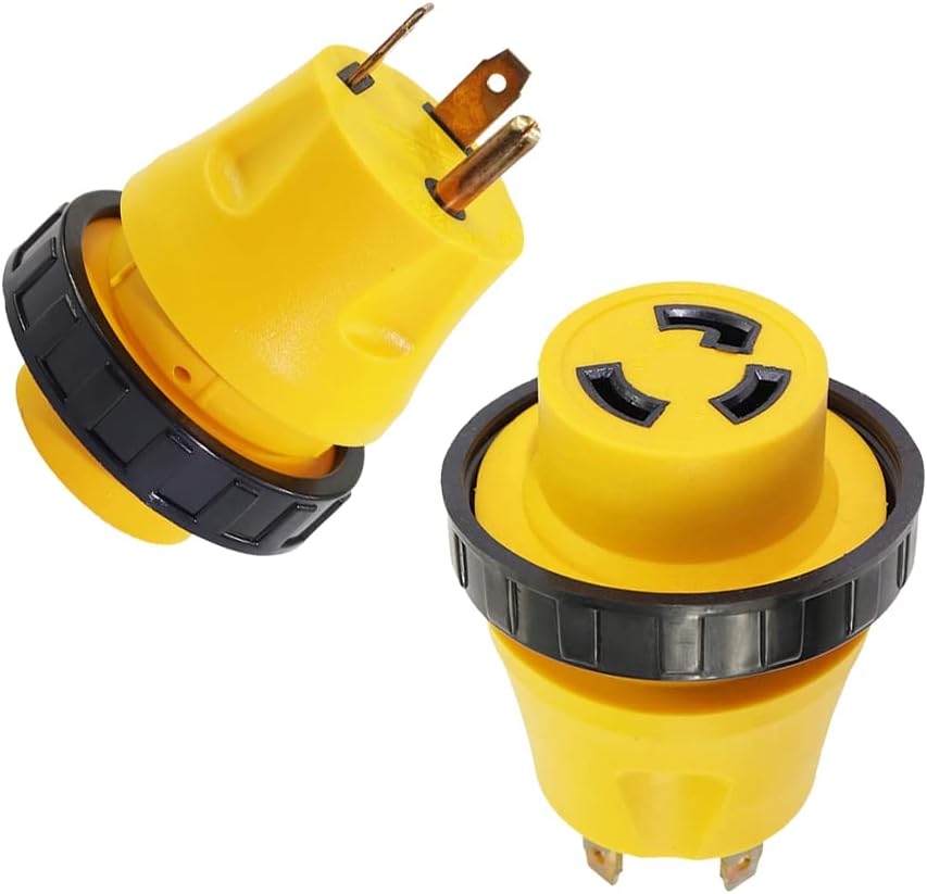 30A Male to 30Amp Female RV Electrical Converter Plug with Twist Locking 125V AC Power Cord Generator Cable Adapter S711