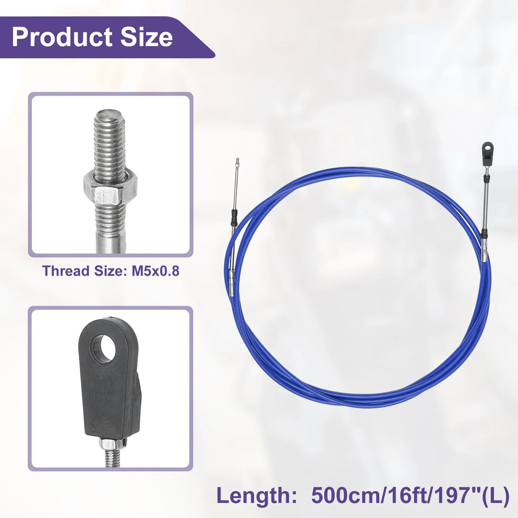 2 Pcs 500cm Marine Boat Throttle Shift Control Cable Blue C98986