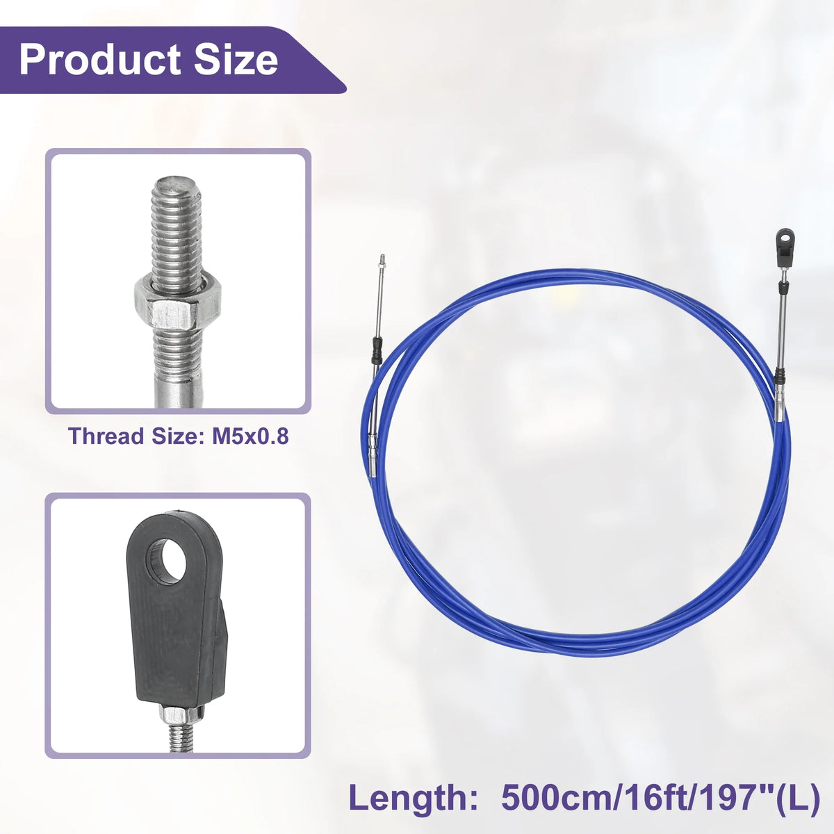 2 Pcs 500cm Marine Boat Throttle Shift Control Cable Blue C98986