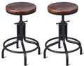 Black Wooden Top Metal Bar Stool Set of 2 Y383