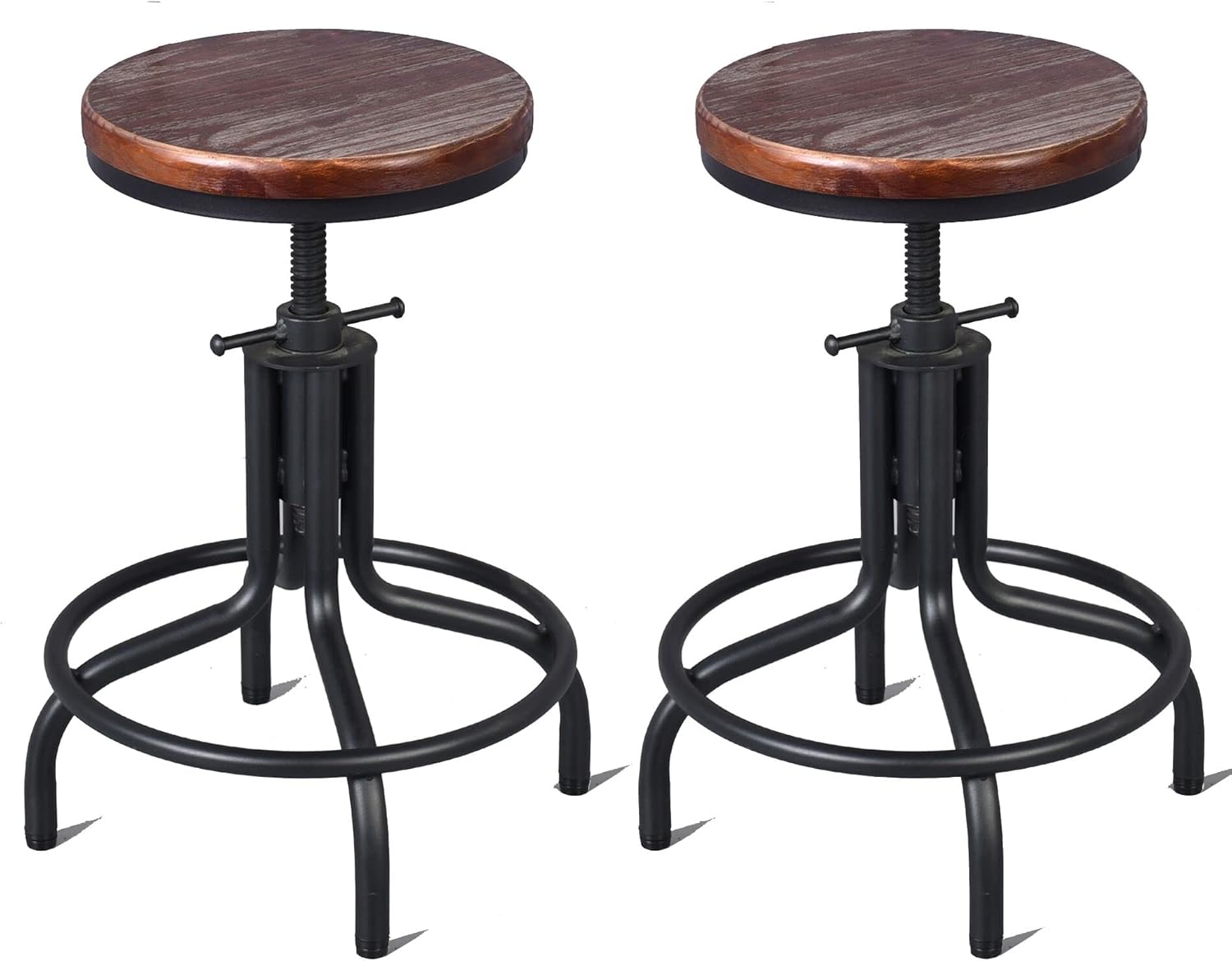 Black Wooden Top Metal Bar Stool Set of 2 Y383