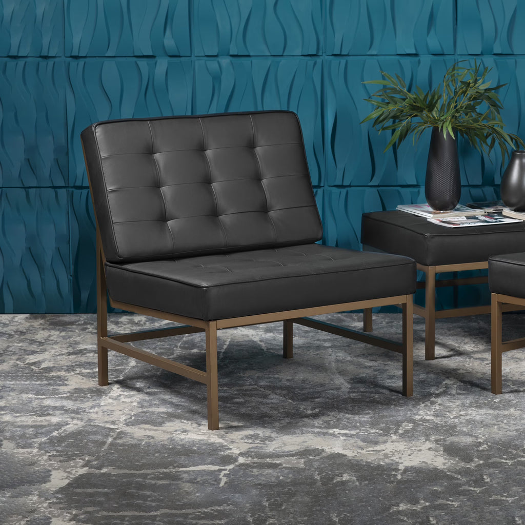 Bronze/Black Bonded Leather Accent Chair with Woven Webbing Seat I25712