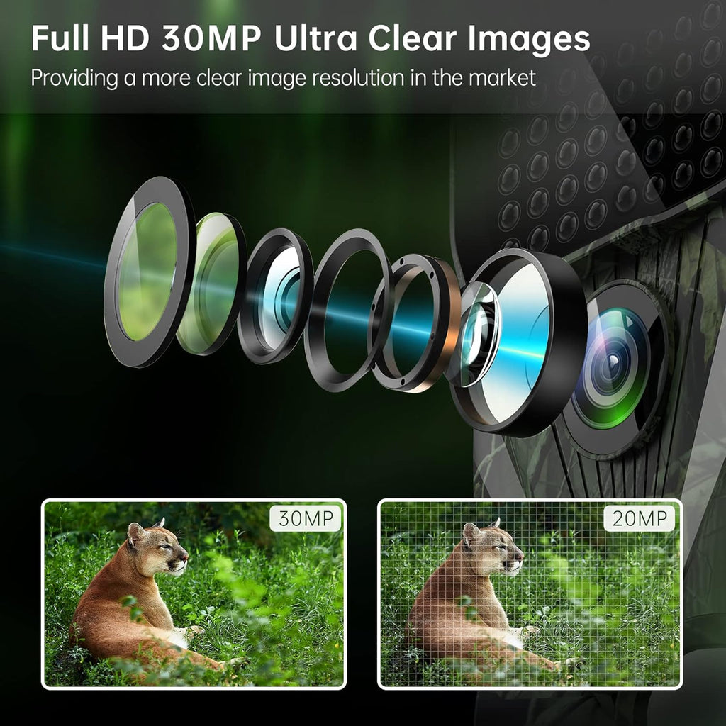 4K 30MP Trail Camera with Night Vision, 120° Wide Angle, IP65 Waterproof U4496