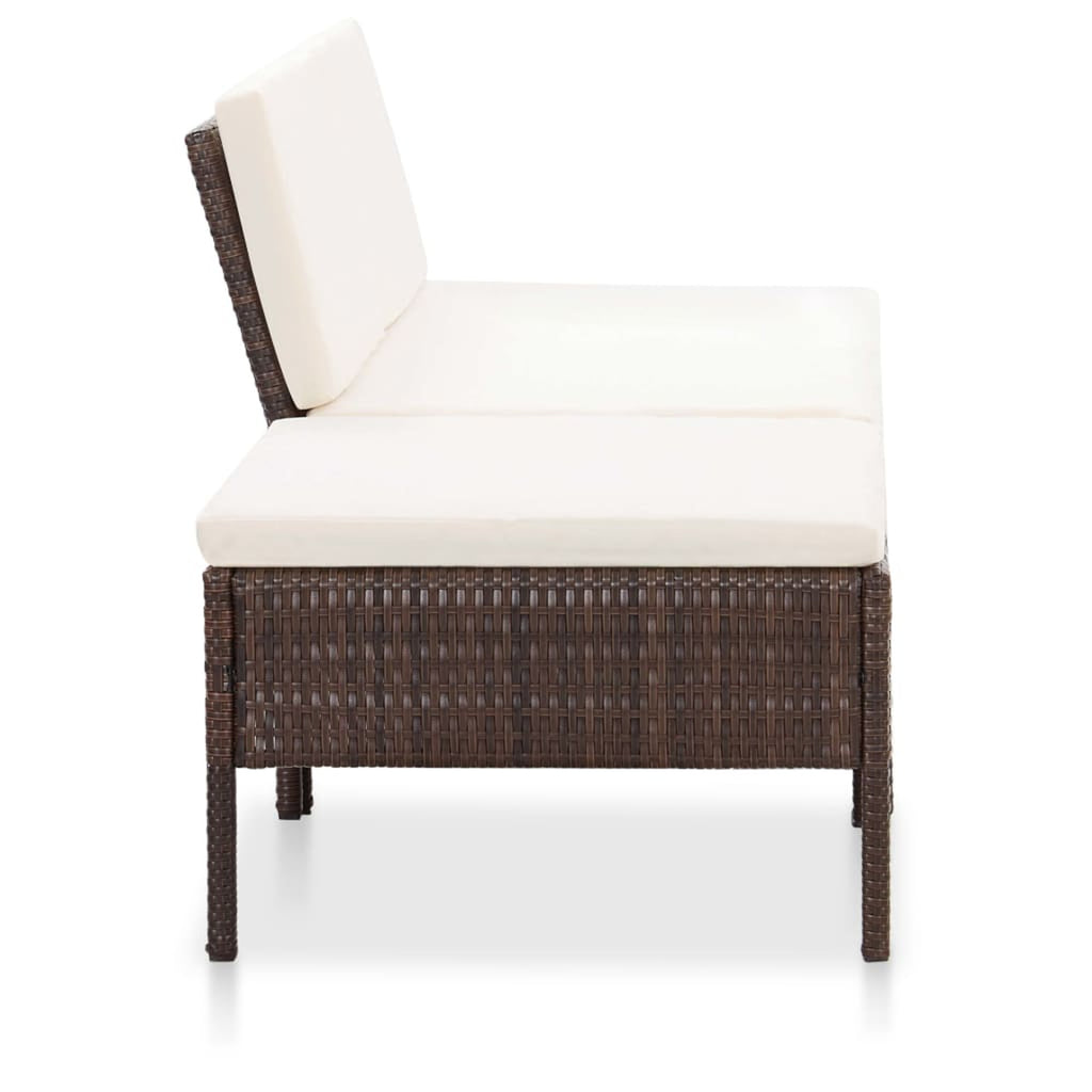 3 Piece Outdoor Sectional Sofa Set with Cushions Poly Rattan Steel Frame O9170
