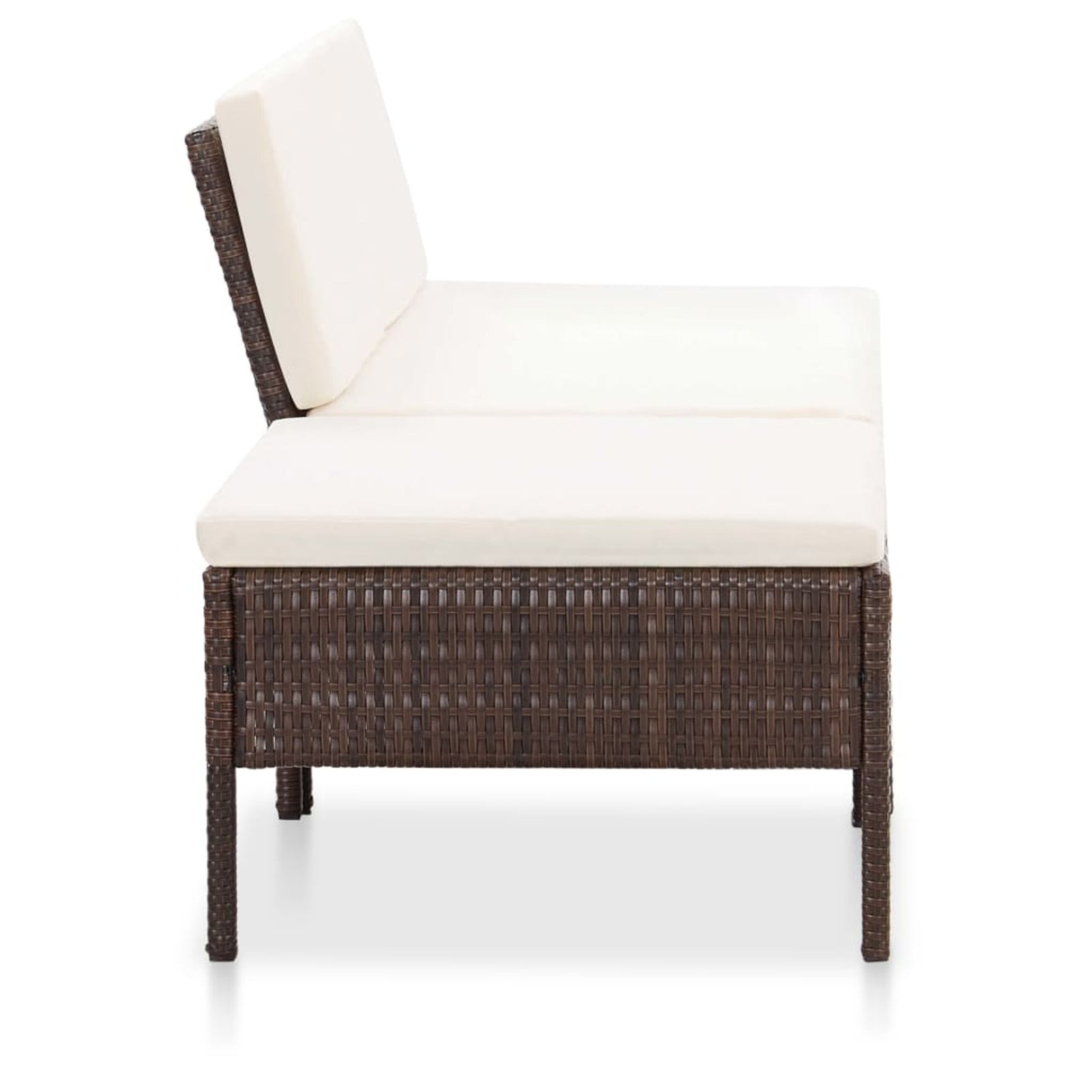 3 Piece Outdoor Sectional Sofa Set with Cushions Poly Rattan Steel Frame O9170