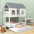 Twin Size House Bunk Bed with Trundle P997