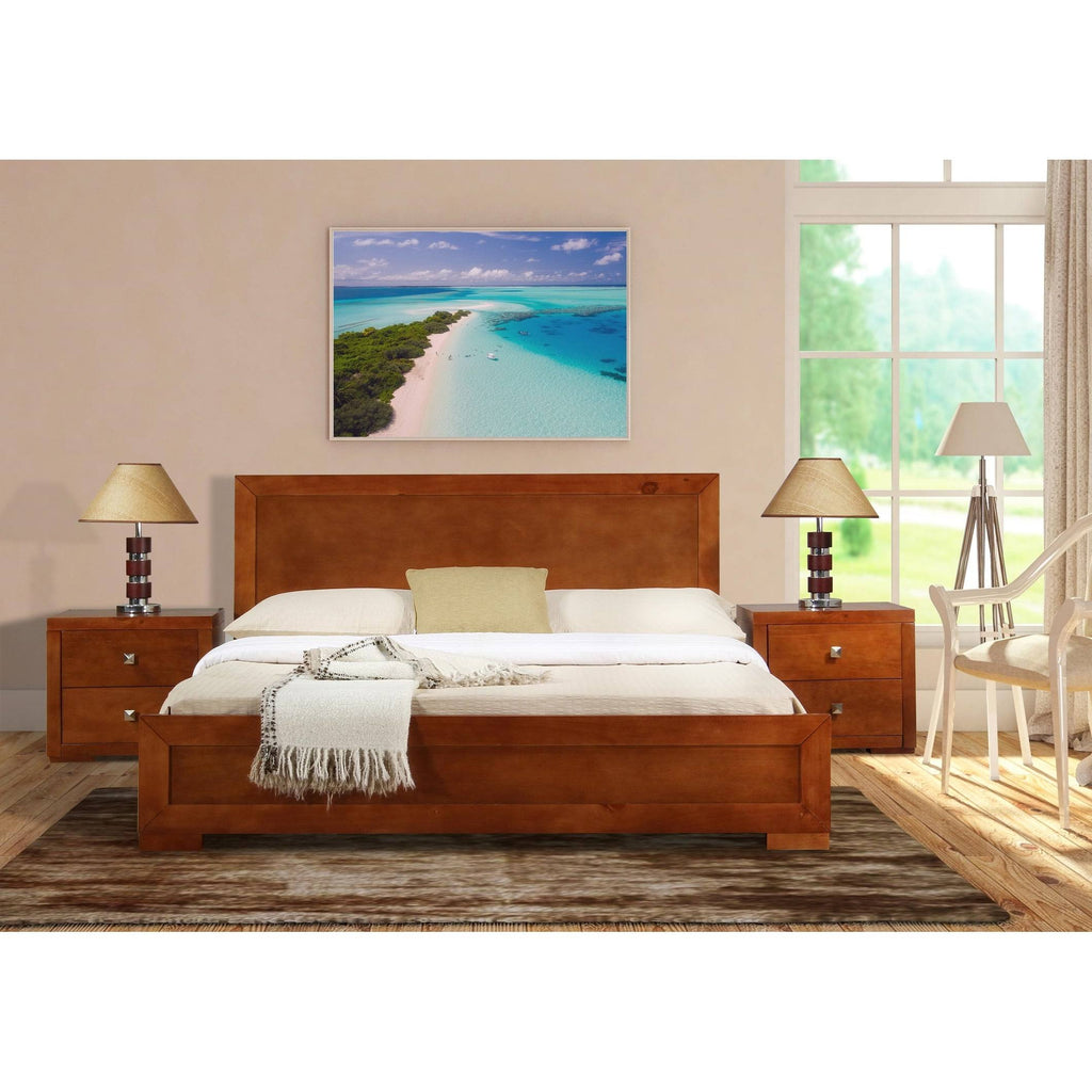 Walnut Wooden Queen Platform Bed J792621