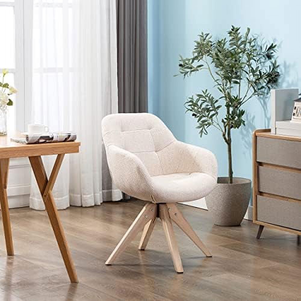 Mid Century Modern Swivel Fabric Accent Chair with Oak Wood Legs K935198