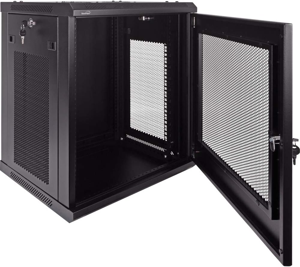 12U Wallmount Cabinet Enclosure 19-Inch Server Network Rack with Locking Perforated Door Black O800806