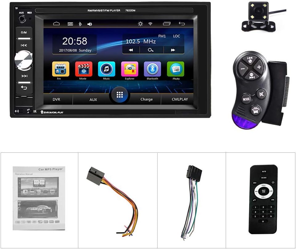 6.2 Inch Double Din Car Multimedia Player with Backup Camera Pack of 2 E990689