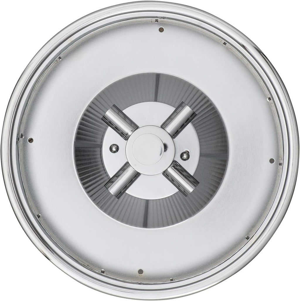 Chrome Flush Mount Ceiling Light, 18 Inch Diameter, LED Bulbs Included, 3000K, 2100 Lumens, Ribbed Glass Shade, Dimmable T56109