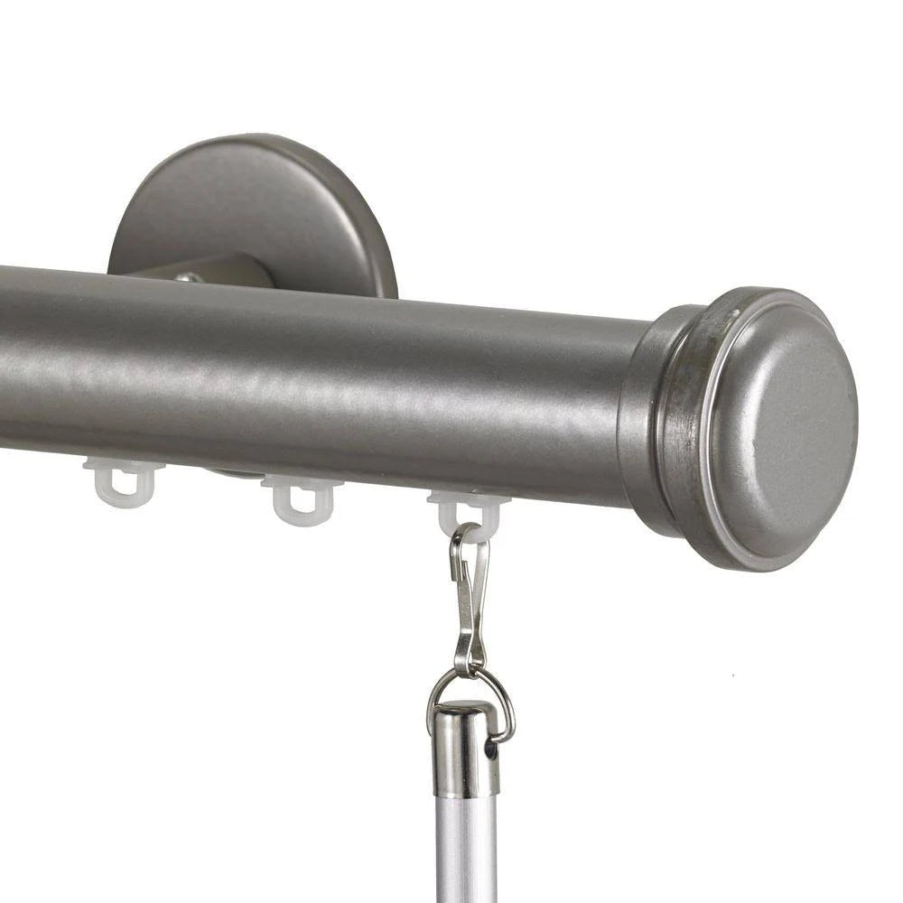 Antique Silver 132 in. Traverse Rod with Empire Finial E608256