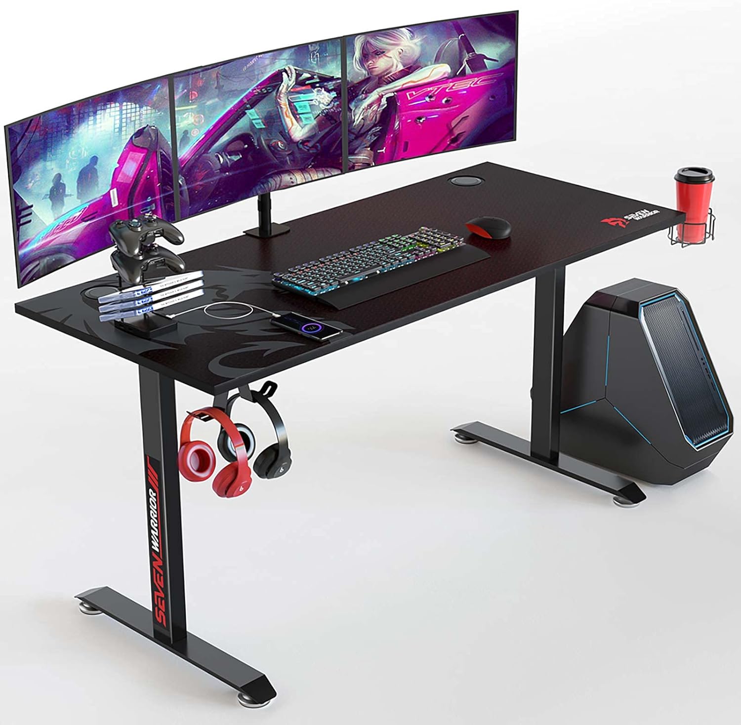 Gaming Desk with Full Desk Mouse Pad J336408