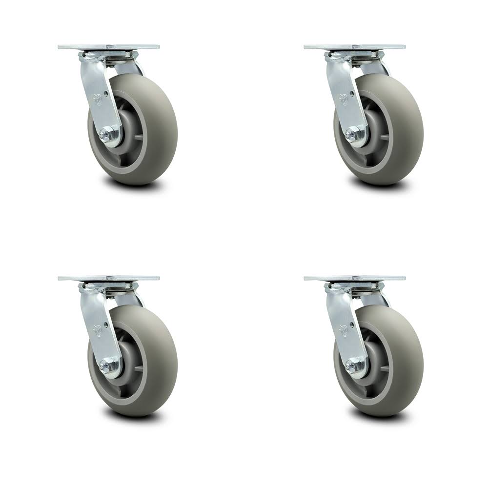 6x22 x 2x22 Thermoplastic Rubber Wheel Swivel Casters, Set of 4 K168708