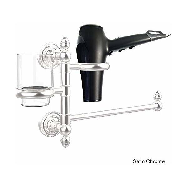 Satin Chrome Hair Dryer Holder and Organizer I268051