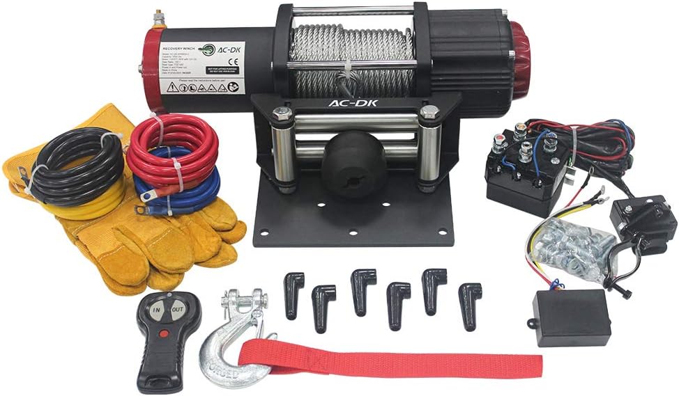 5500 lb. 12V Electric Winch with Galvanized Steel Wire Rope and Wireless Remote Control G7090