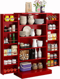 White Farmhouse Kitchen Pantry Storage Cabinet with Doors and Adjustable Shelves Q6489