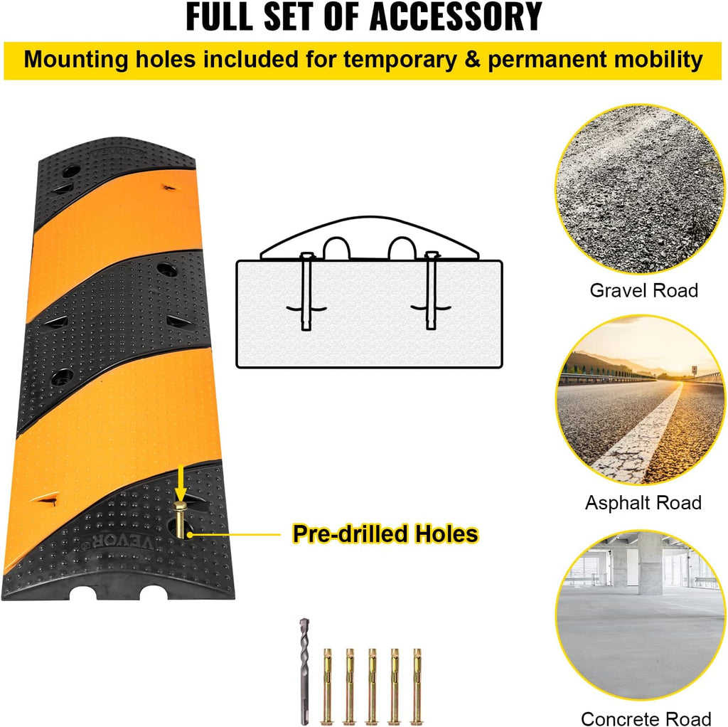 Rubber Speed Bump, 2 Channel, 40 Long, 22000 LBS Load Capacity, Pack of 2 T4177