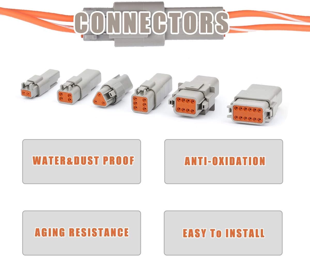 DT Connector Kit Electrical Connector Kit with Solid Terminals Crimp Tool Wire Size 12-22AWG W167