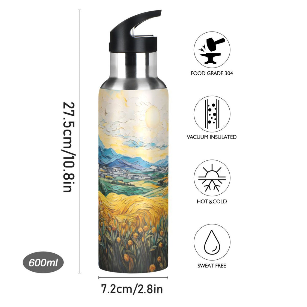 20 oz Insulated Stainless Steel Water Bottle with Straw Lid W821